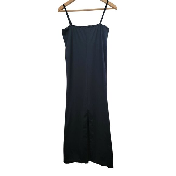Allsaints CHARLIE Black Spaghetti Strap Midi Dress With Back Slit Sz 8 - Picture 2 of 7